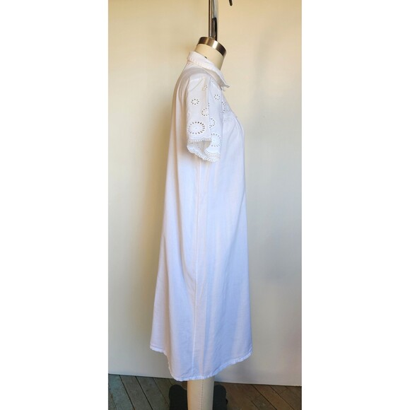 Vintage French White Night Gown Dress - White Eyelet Bed Dress 80s 90s XS - S - Picture 6 of 7
